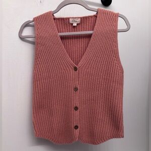 Elan Dusty Rose Ribbed Knit Vest